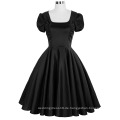 Belle Poque Hollowed Back Kurzarm Schwarz 50s Swing Kleid Retro Pin Up Kleid Vintage Kleid BP000025-1